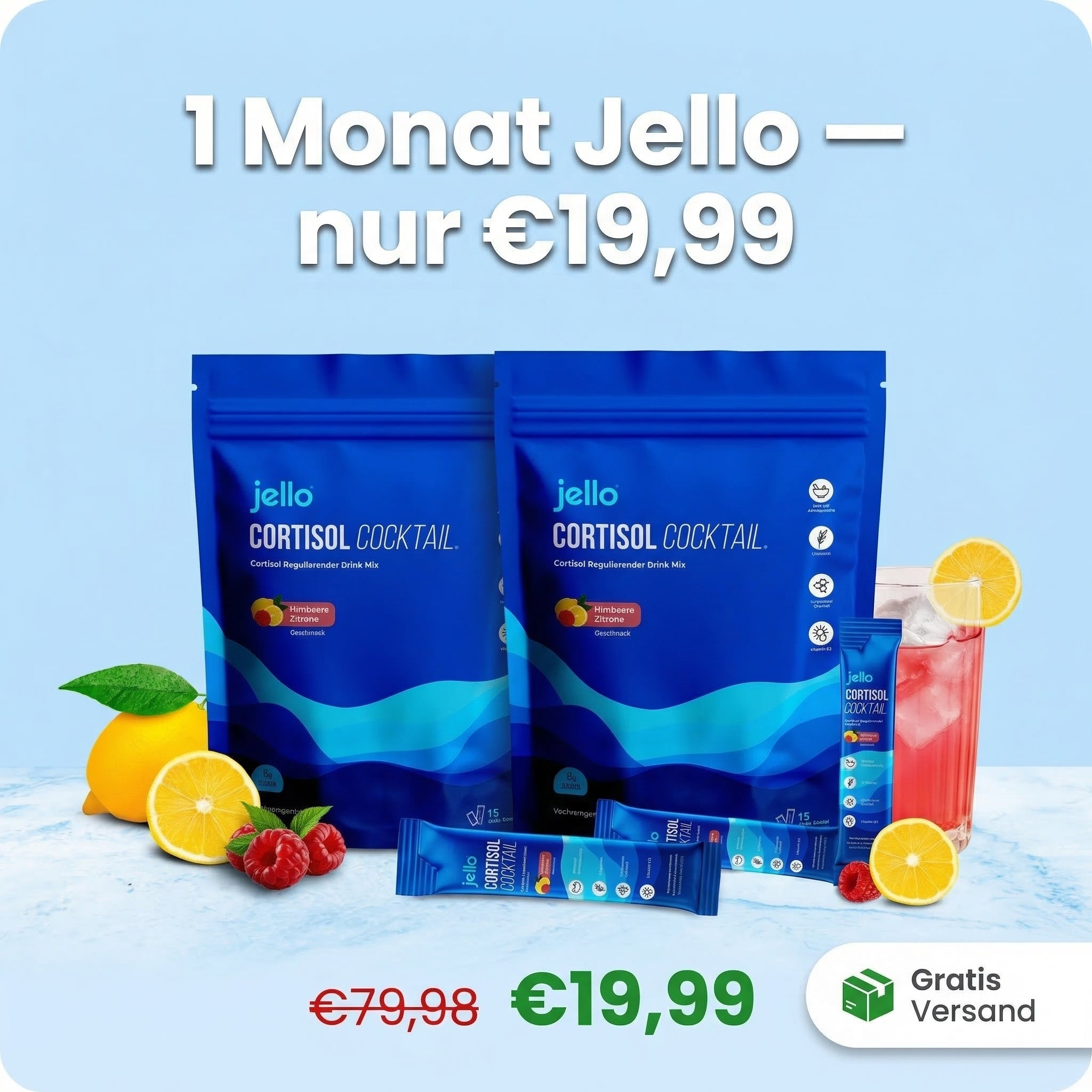 Letztes Angebot: 1 Monat Jello Cortisol Cocktail — nur €19,99 inkl. Gratis Versand